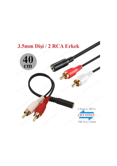Feriot 3.5mm Stereo Dişi (f) To 2 X Rca Erkek (m)  Ses Kablosu