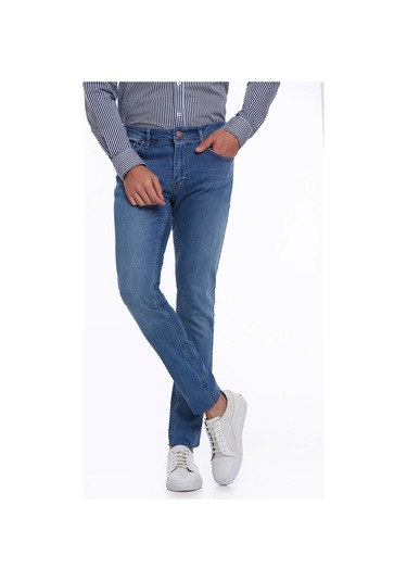 Hatemoğlu Mavi Slim Fit Düşük Bel Düz Paça Basic Kot Pantolon Mavi