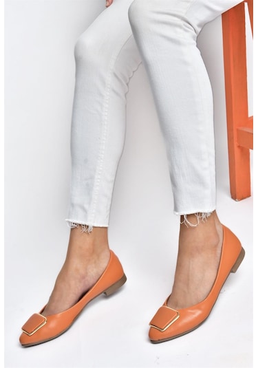 Fox Shoes P726776309 Turuncu Toka Aksesuarlı Kadın Babet Turuncu