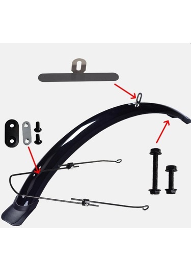 Trendooze Homyl Bisiklet Ön Ve Arka Çamurluk Takımı 26 Inç Siyah Lastik İçin Siyah
