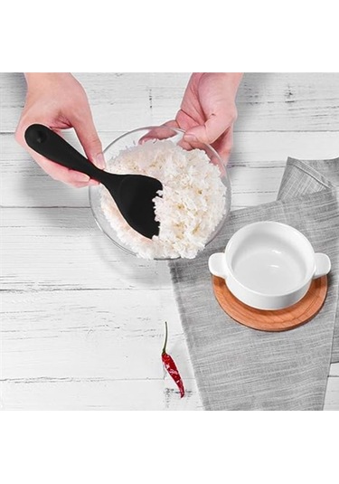 Burcummm Silikon Kısa Pilav Kaşığı Siyah