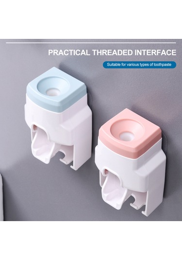 Teltree Otomatik Diş Macunu Dispanseri - 2'li Diş Fırçası Askılı, Vakum Teknolojili, Duvar Hijyenik Beyaz