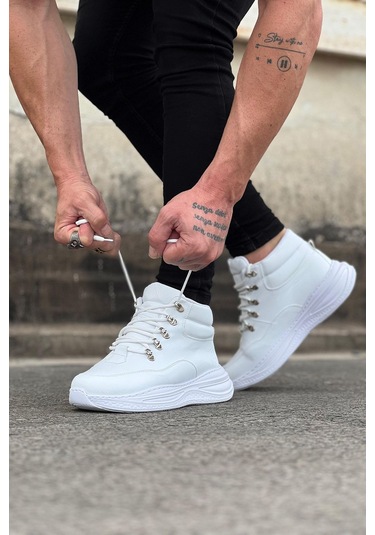 Wagoon Wg035 Beyaz Yüksek Taban Yarım Bilek Bot Beyaz