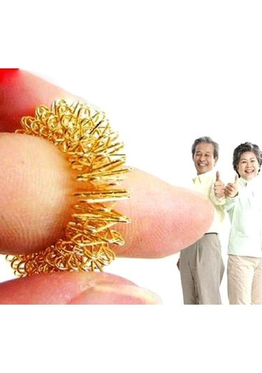 Unisex Batmayan İğneli Reiki Sujok Yüzüğü Masaj Stres Esnek Yaylı Akupunktur Yüzük Altın Renk Altın