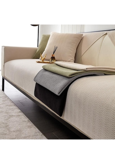 Novahub Bej Kanepe Kılıfı Şönil Kanepe Pedi Düz Renk Oturma Odası Kanepe Yastığı Kaymaz Kanepe Yastığı Kol Dayama Ev İçin Kapakları 110x110cm Bej