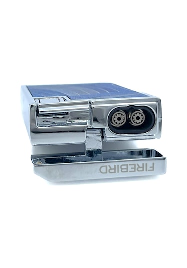 Firebird Parlak Krom Çift Torch Puro Çakmağı - Mavi Mavi