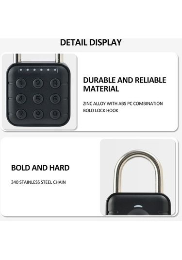 Createtech Akıllı Parmak İzi Ve Şifreli Kilit - Su Geçirmez, Sağlam Çanta/kapı Kilidi