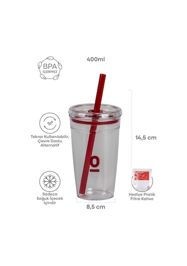 Şeffaf Mini Pipetli Bardak 400 Ml No:114 Beyaz