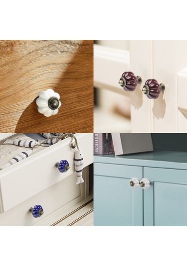 Balkabağı Seramik Kapı Ve Çekmece Kulpları 12'li Paket B