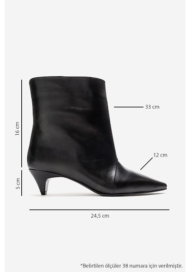 Luvishoes Amara Siyah Cilt Hakiki Deri Kadın Kısa Topuklu Bot Siyah