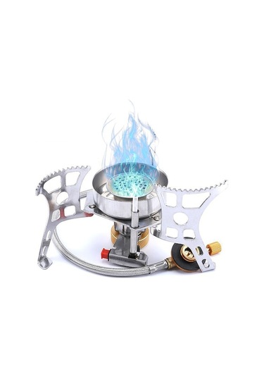 Ganzhoushop Taşınabilir Sobası Kamp Gazlı Gaz Fırın Bölünmüş Açık İc Gümüş