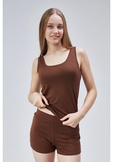 Penyebizden Extra Yumuşak Viskon Şort Home&beach-kahverengi Kahverengi
