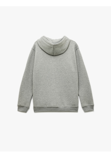 Koton Şardonlu Uzun Kollu Basic Kapşonlu Sweatshirt Gri 6wam70015mk Gri