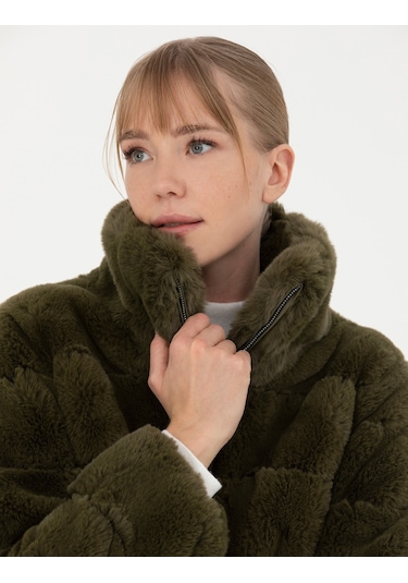 Pierre Cardin Kadın Haki Comfort Fit Suni Kürk 50272215-VR238