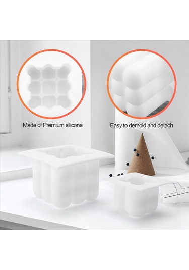 Gatherco Dökme Mum Kalıbı, Silikon Kabarcık Mum Mum Kalıbı Kendiniz Yapabileceğiniz Kare Mum Kalıpları Diğer