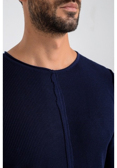 Heyss Bisiklet Sosis Yaka Erkek Triko Kazak Ön Şerit Detaylı