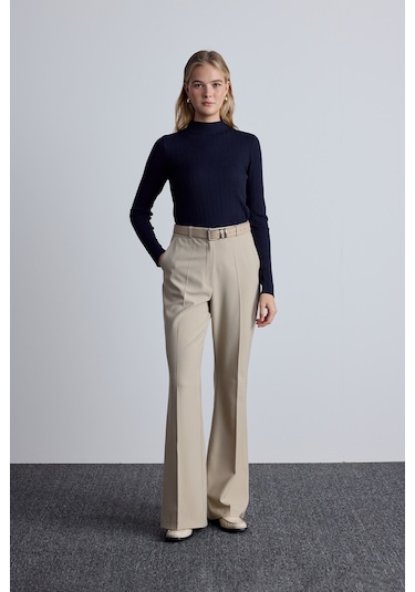 Yüksek Yaka Triko Bluz Lacivert Lacivert