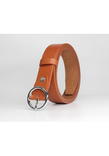 Livize Hakiki Deri Yuvarlak Toka Kadın Kemeri 3Cm Taba Taba (457447899) Taba