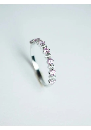 Lapshov 925 Ayar Gümüş Bantlı Pembe Zirkon Taşlı Yüzük 11221096 Pembe