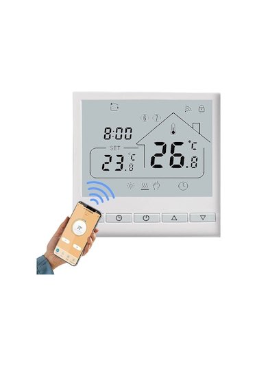 Hallow Wifi Akıllı Termostat 5+2 Programlanabilir 3a Su Isıtma Beyaz