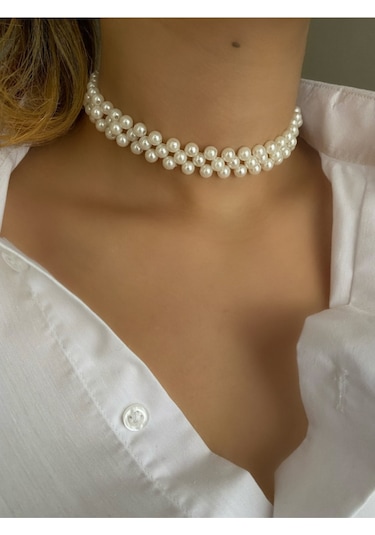 Inci Tasarım Choker Kolye/Inci Kolye 16527186 Beyaz