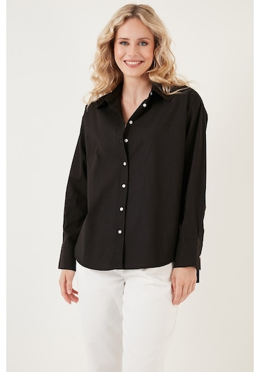 Lela Oversize % 100 Pamuk Poplin Bayan Gömlek Cf21S163867 Siyah