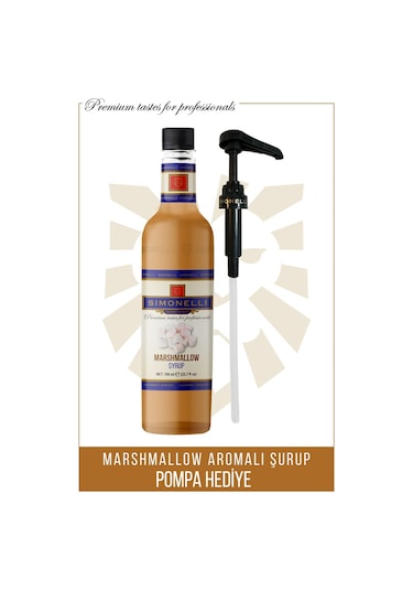 Simonelli Kahve ve Kokteyl Şurubu Marshmallow Aromalı 700 ML + Pompa