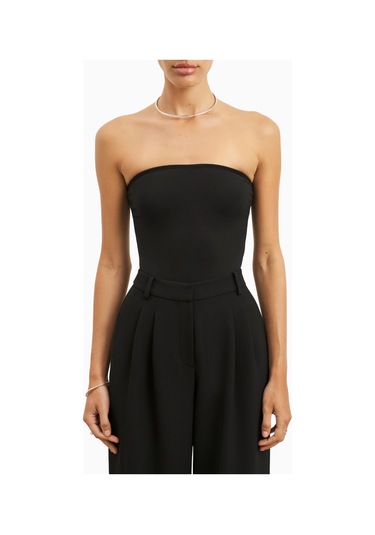 Because Of Alice Strapless Linen A - Line Bodice Kadın Üst Siyah