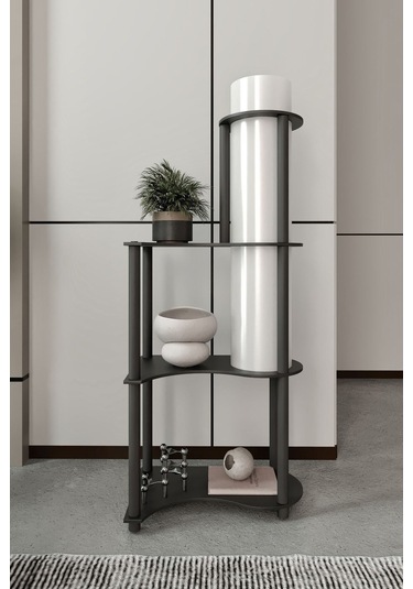 Ravilo Estilo Dor Dekoratif Raflı Lambader Siyah Siyah