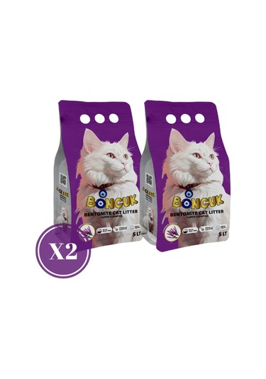 Boncuk Lavanta Kokulu Topaklaşan Bentonit Kedi Kumu 2 x 5 L