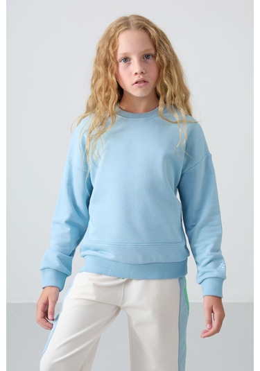 Oversize 3lü Paket Siyah-gül Kurusu-açık Mavi Kız Çocuk Sweatshirt - 75150 Siyah - Pembe