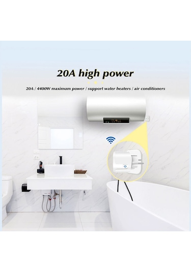 Springsun Akıllı Wi-fi Prizi 16a/20a Tuya Uyumlu, Akım Ölçüm Fonksiyonu, Uzak Kumanda, Avrupa Standartı, Mobil Uygulama Kontrolü