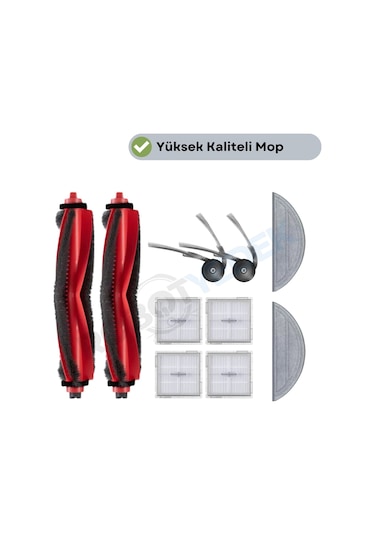 Roborock S8 Pro Ultra Değil Uyumlu Fırça Hepa Filtre Mop Seti-10 Parça