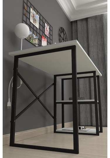 Bofigo 2 Raflı Çalışma Bilgisayar Masası 60 x 120 CM Beyaz