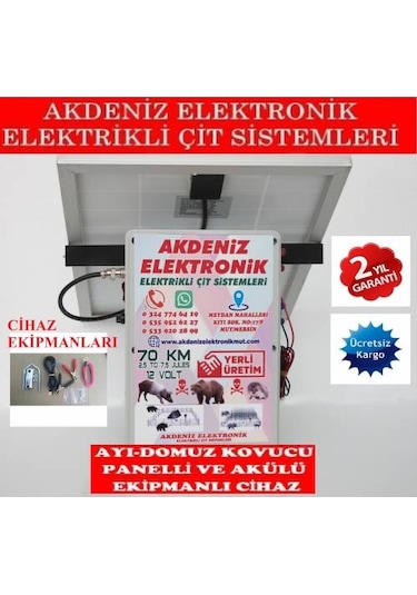 Ayi-Domuz Kovucu Elektrikli Çit Sistemi Panelli ve Akülü