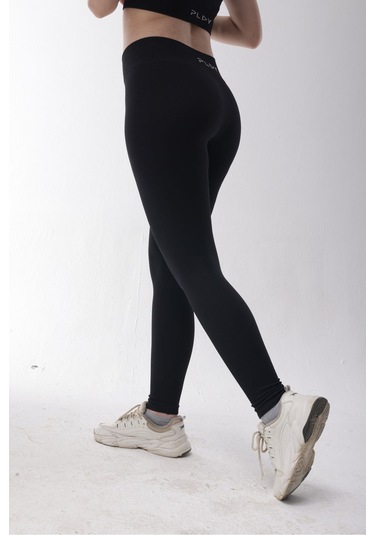 Seamless Siyah Normal Bel Fitted Basic Sporcu Tayt SiYAH