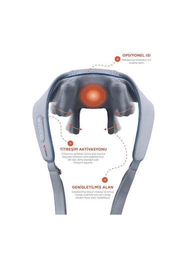 Vnb-01 Gri İnsan Eli Hissi Veren Şarjlı Masaj Cihazı Boyun Sırt Ve Bacak Masaj Cihazı Gri