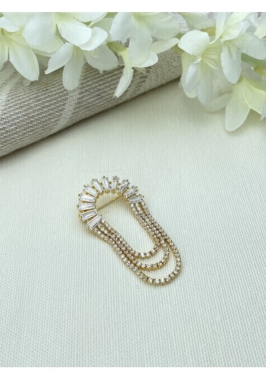 Kyver Su Yolu Sallantılı Zirkon Taşlı Broş