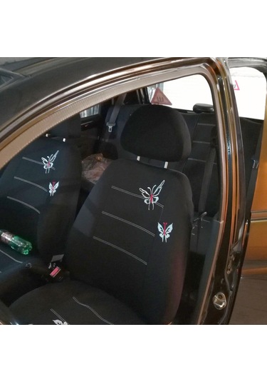 Ximistore9 Siyah Kelebek Desenli 4 Parça Araç Koltuk Kılıfı Seti - Suv, Sedan, Minivan İçin Pratik Ve Şık Koruma