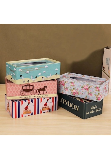 Açık Gri-avrupa Demir Tutucu Doku Kutusu Ev Masa Dekorasyonu Kare Peçete Levha Kağit Kutu Depolama Otomatik Kağıt Havlu