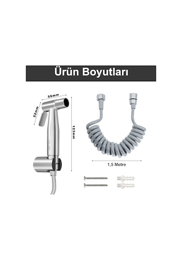 Valkyrie Paslanmaz Çelik Tuvalet Musluk Lavabo Bide Seti Kademeli Jet Püskürtme Spiral Hortum Kolay Montaj