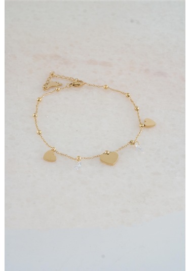 Kadın 316 L Kararmaz Anti Alerjenik Çelik Halhal Zy00024 - Altın