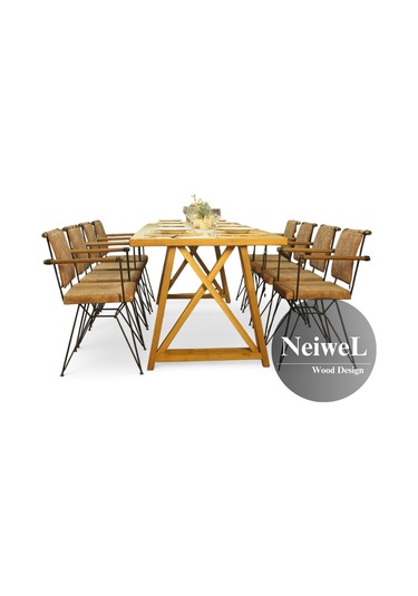 Neiwel İvea Doğal Ahşap Yemek Masası-100-280 Açık Ceviz