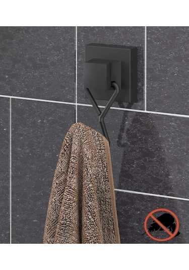 Easyfix Yapışkanlı Banyo Havlu Askısı Siyah Tek Kancalı Siyah