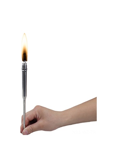 Wezone Stainless Steel Çakmaklı Ateş Blowerı - İçin Çadır, Macera, Acil Durumlar - Uzatılabilir 12.2-51.3 Cm - Hafif Ve Taşınabilir Gümüş