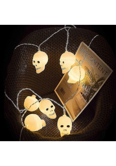 Opulentliving Yaju Sevimli Kafatası Led Işık Dizisi, Cadılar Bayramı Çok Renkli Dekorasyonu 3m Çok Renkli