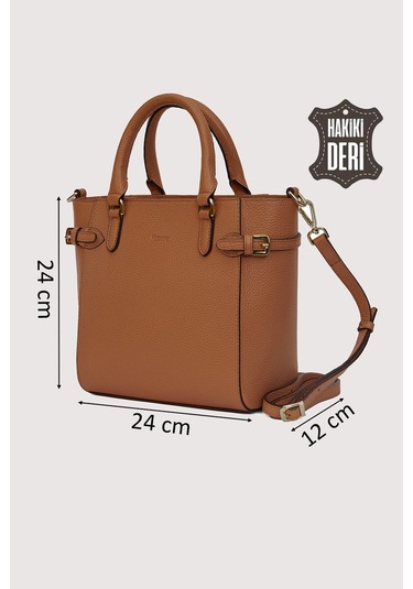 Hakiki Deri Kadın El Çantası Taba Smr7922 Taba