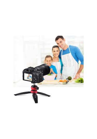 Akıllı Telefonlar, Gopro, Dslr Fotoğraf Makineleri İçin 360 Derece Top Başlı Puluz 20cm Cep Plastik Tripod Dağı Kırmızı
