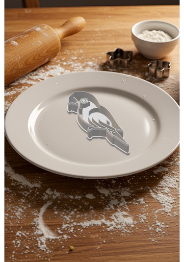 Papağan Kurabiye Kalıbı, Hamur Şekillendirici, Bisküvi Kalıbı, Kolay Kesim Ucu Beyaz