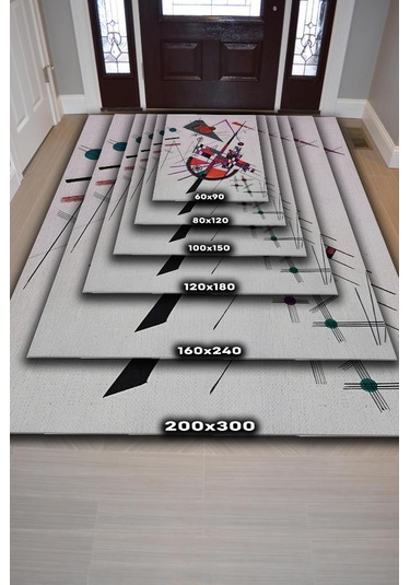 Homshtag Hassas Gerilim, Kandinsky Sanat Halısı,geometrik Halı Çok Renkli